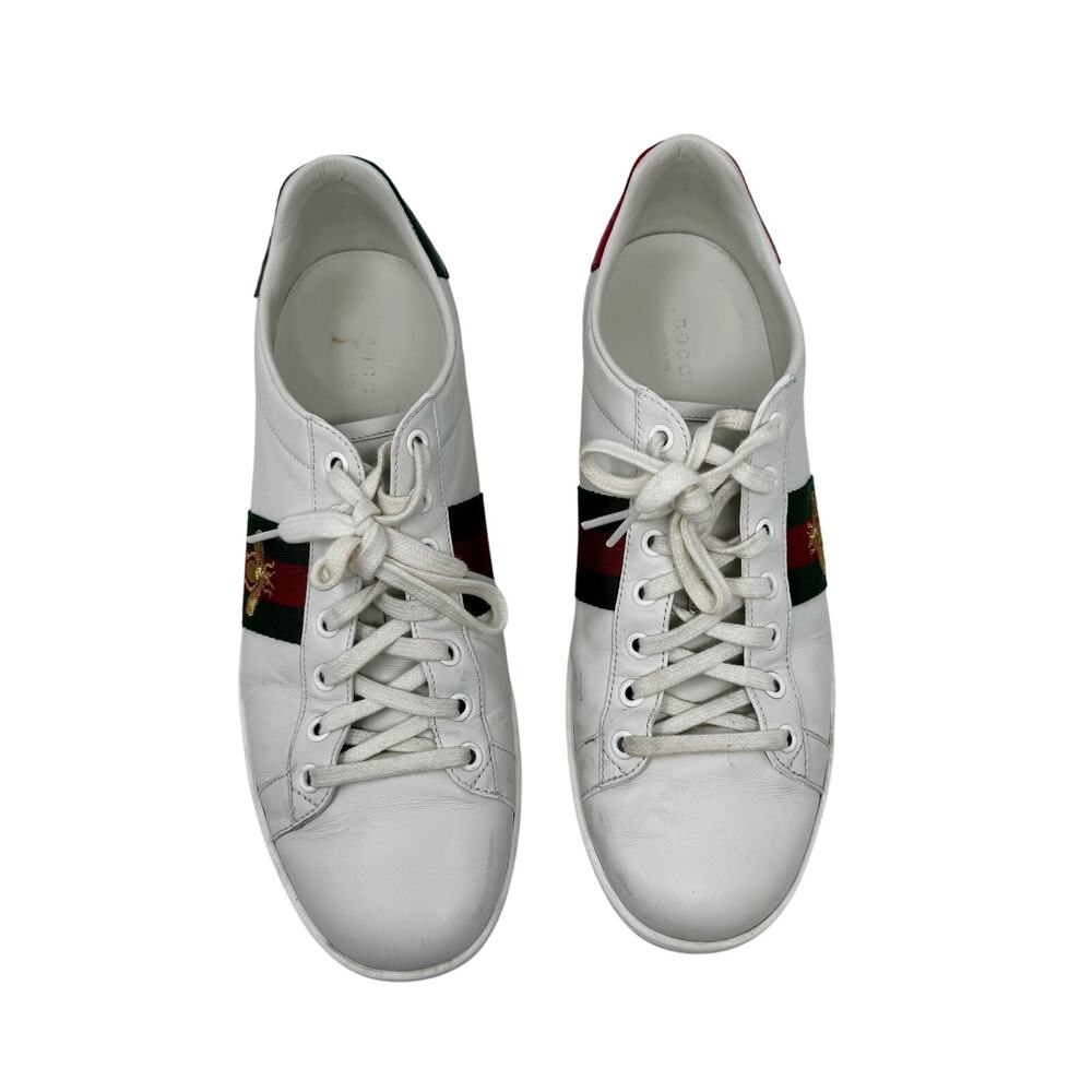 Gucci Ace Bee Sneakers White Leather Low Top EU 41 - Picture 3 of 11